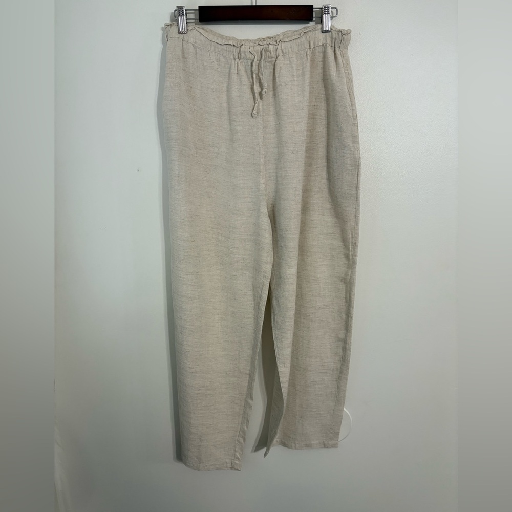 Gaby women’s linen blend ankle Cream Pants Size Large